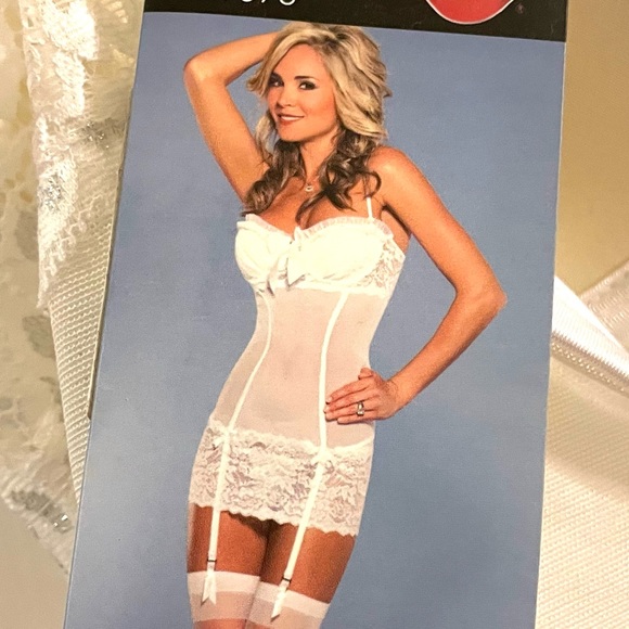 Coquette White Lacy Chemise with Padded Bra | Sexy Sparkly Lingerie Bride Lace - Picture 1 of 14